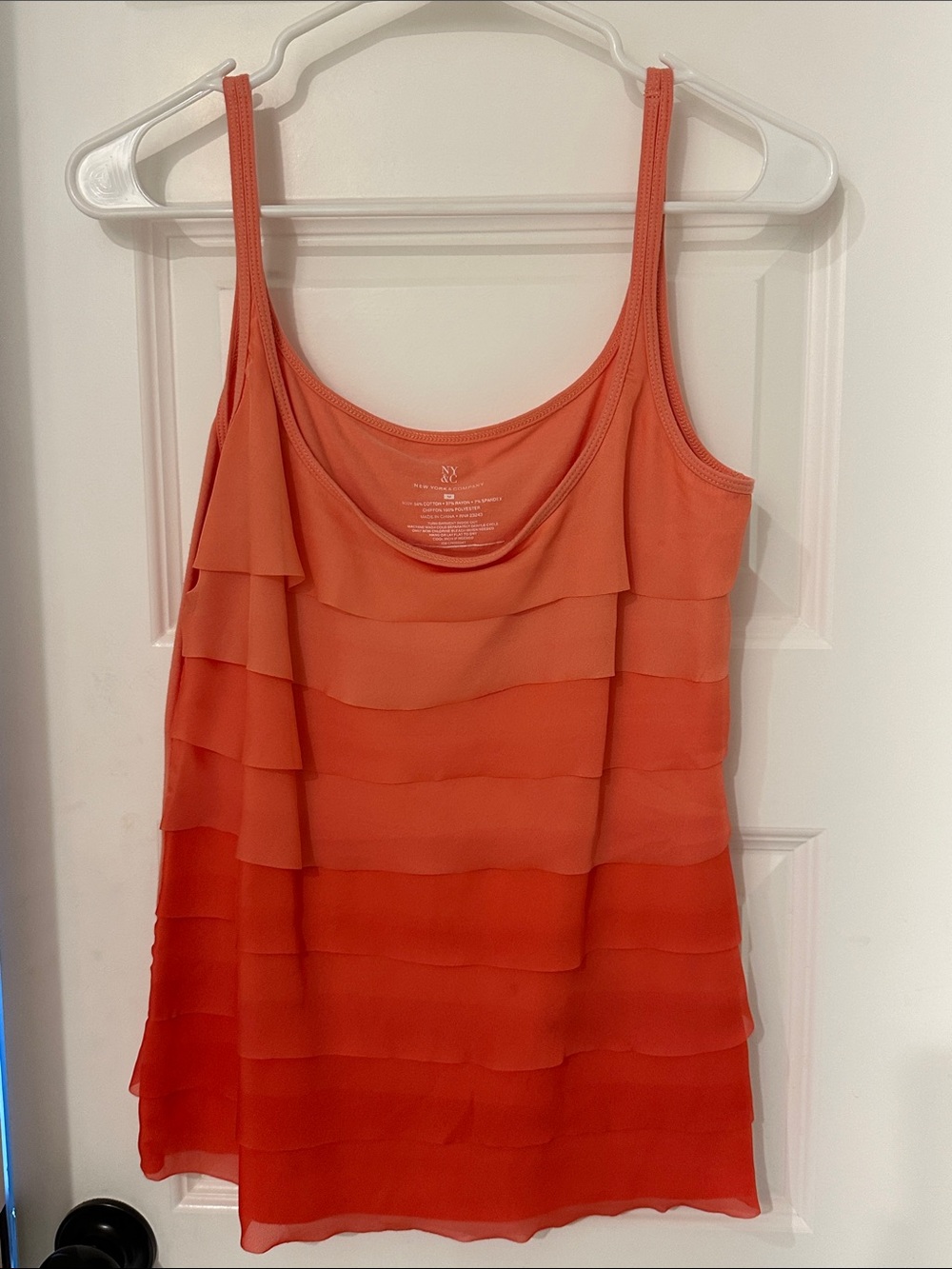 New York & Company Coral Ruffle Layered Camisole